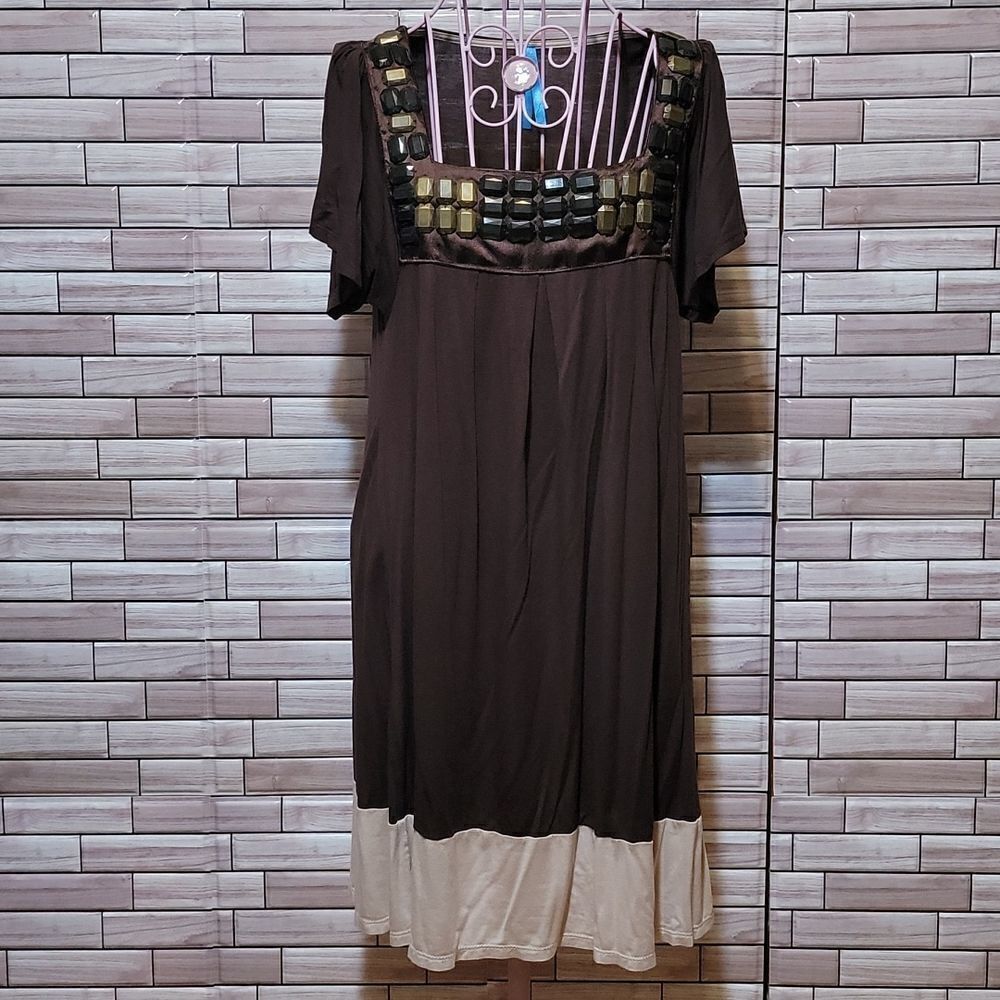 No brand brown midi dress Size M